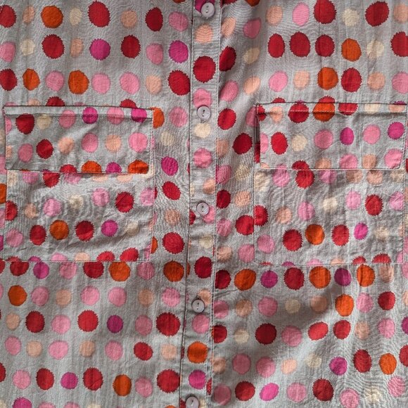 100% Cotton Multicoloured grey spotted sleeveless knee long dress, Size M - Picture 5 of 8